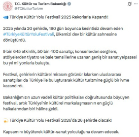 Türkiye Kültür Yolu Festivali, 9 bin 645 etkinliğe ev sahipliği yaptı